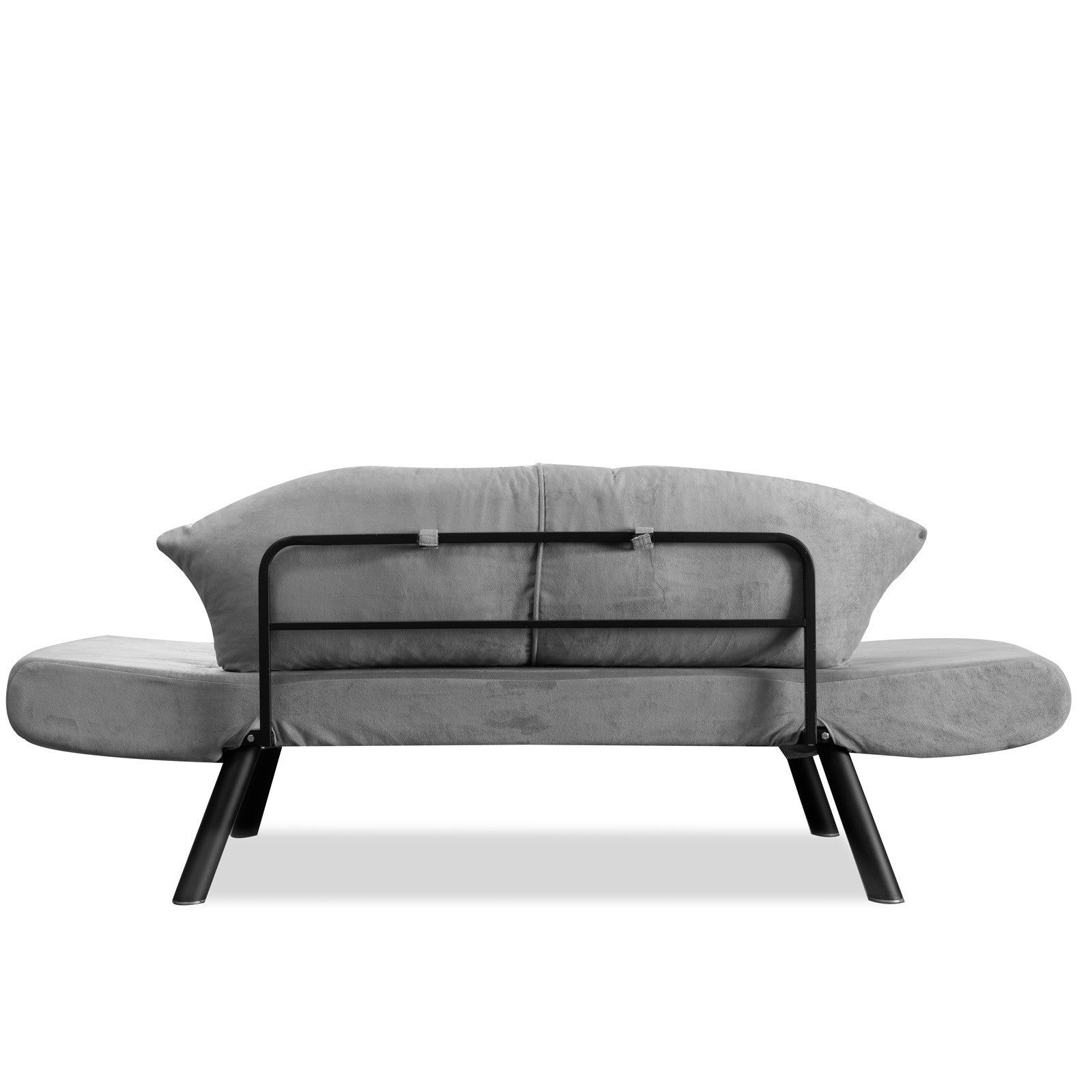 Sofá-cama elegante de 2 lugares, cinza, 177 cm | Estrutura 100% metálica, tecido fácil de limpar, braços multiposições | Perfeito para salas de estar modernas e quartos de hóspedes