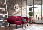 Sofá-cama moderno de 2 lugares, marrom, 177 x 87 x 75 cm | Estrutura 100% metálica, tecido fácil de limpar, braços multiposições, capacidade para 200 kg | Elegante e funcional