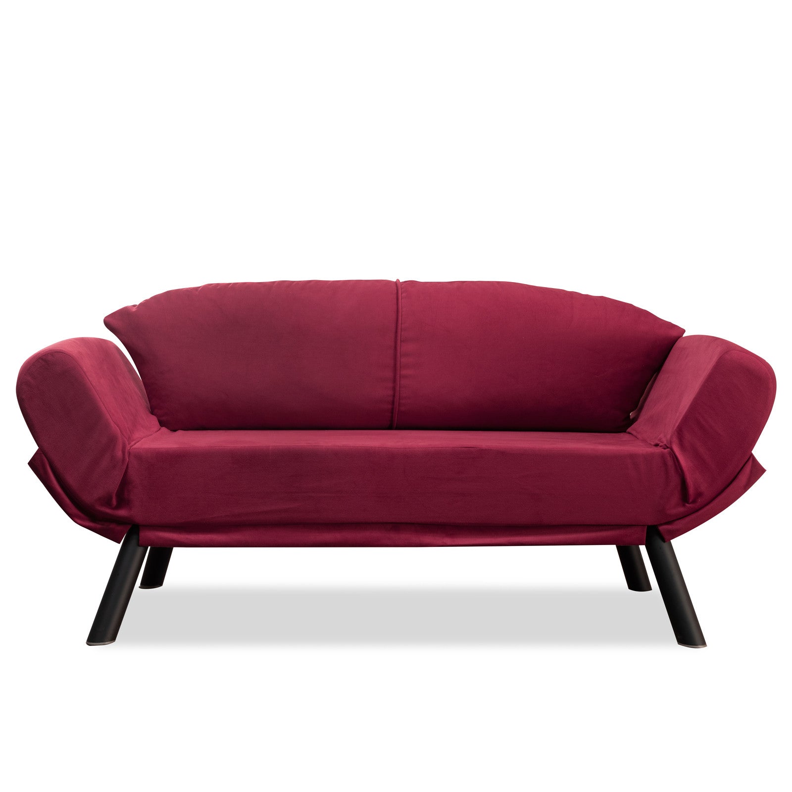 Sofá-cama moderno de 2 lugares, marrom, 177 x 87 x 75 cm | Estrutura 100% metálica, tecido fácil de limpar, braços multiposições, capacidade para 200 kg | Elegante e funcional