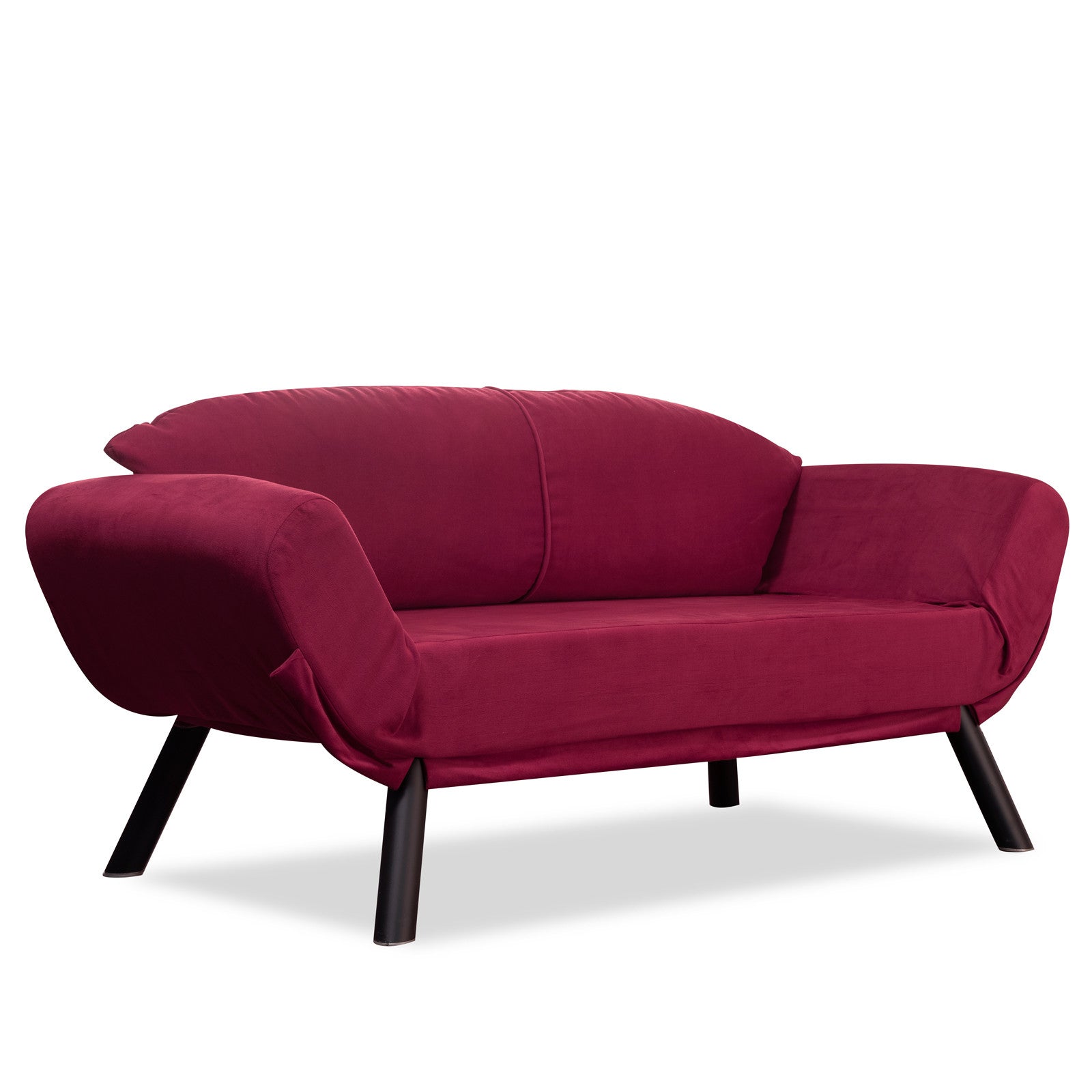 Sofá-cama moderno de 2 lugares, marrom, 177 x 87 x 75 cm | Estrutura 100% metálica, tecido fácil de limpar, braços multiposições, capacidade para 200 kg | Elegante e funcional