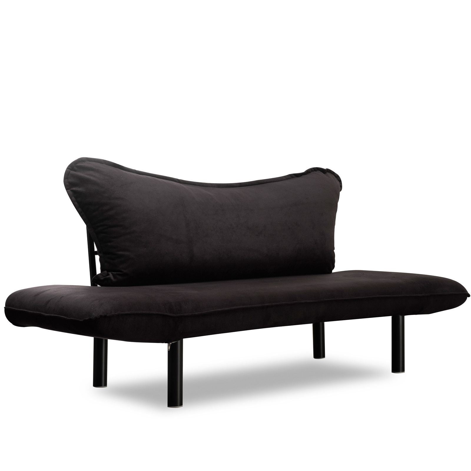 Sofá-cama moderno de 2 lugares, estrutura de metal preta, forro de algodão fácil de limpar, braços multiposições, capacidade de 200 kg, elegante e funcional para casa e hotel