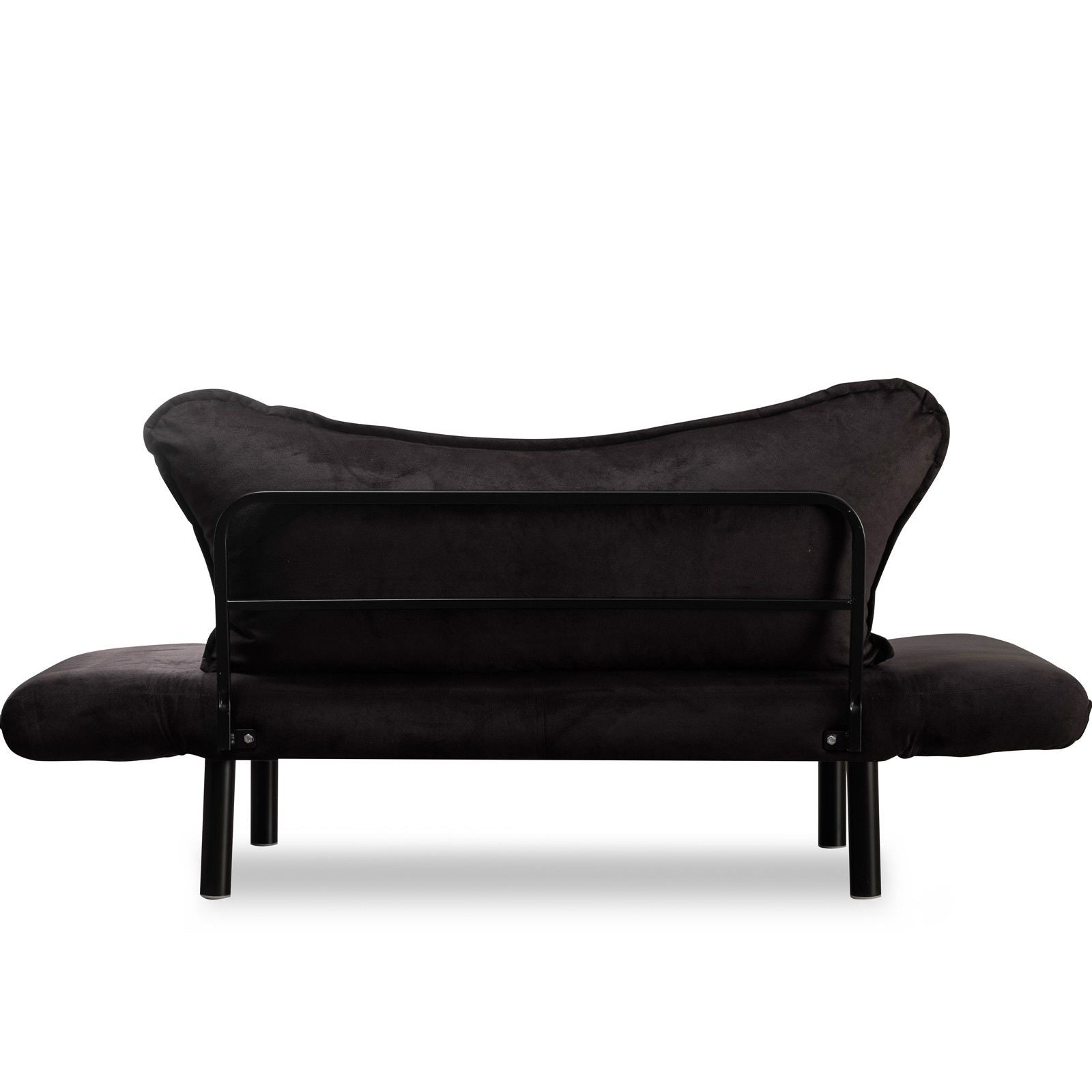 Sofá-cama moderno de 2 lugares, estrutura de metal preta, forro de algodão fácil de limpar, braços multiposições, capacidade de 200 kg, elegante e funcional para casa e hotel