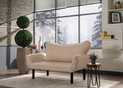 Sofá-cama moderno de 2 lugares, creme, 150 cm | Estrutura 100% metálica, tecido fácil de limpar, braços multiposições, capacidade de 200 kg | Elegante e funcional para casa e hotel