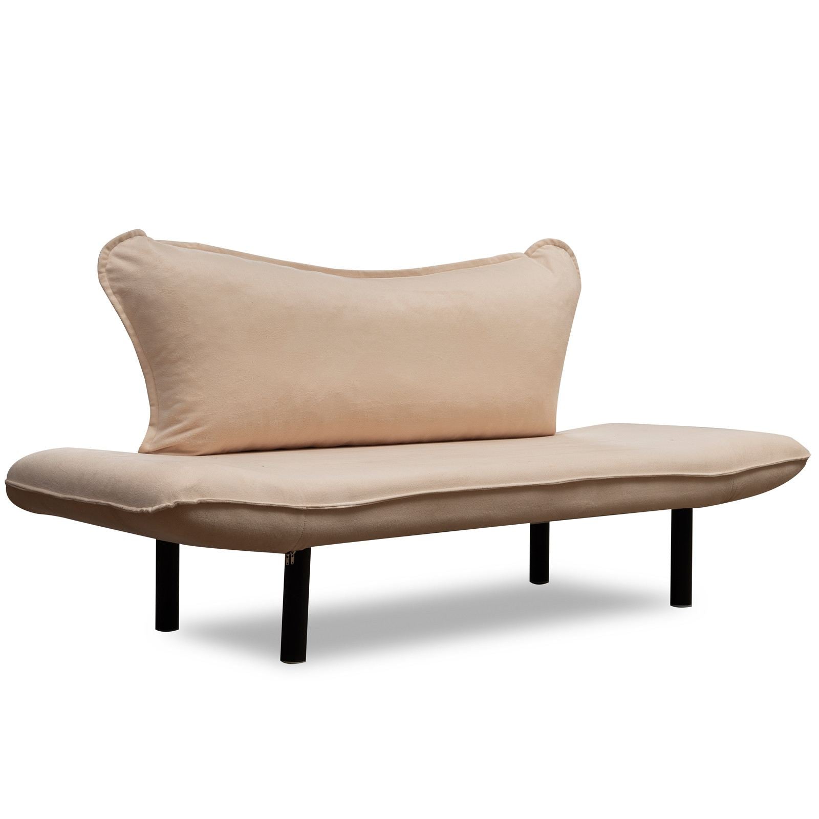 Sofá-cama moderno de 2 lugares, creme, 150 cm | Estrutura 100% metálica, tecido fácil de limpar, braços multiposições, capacidade de 200 kg | Elegante e funcional para casa e hotel