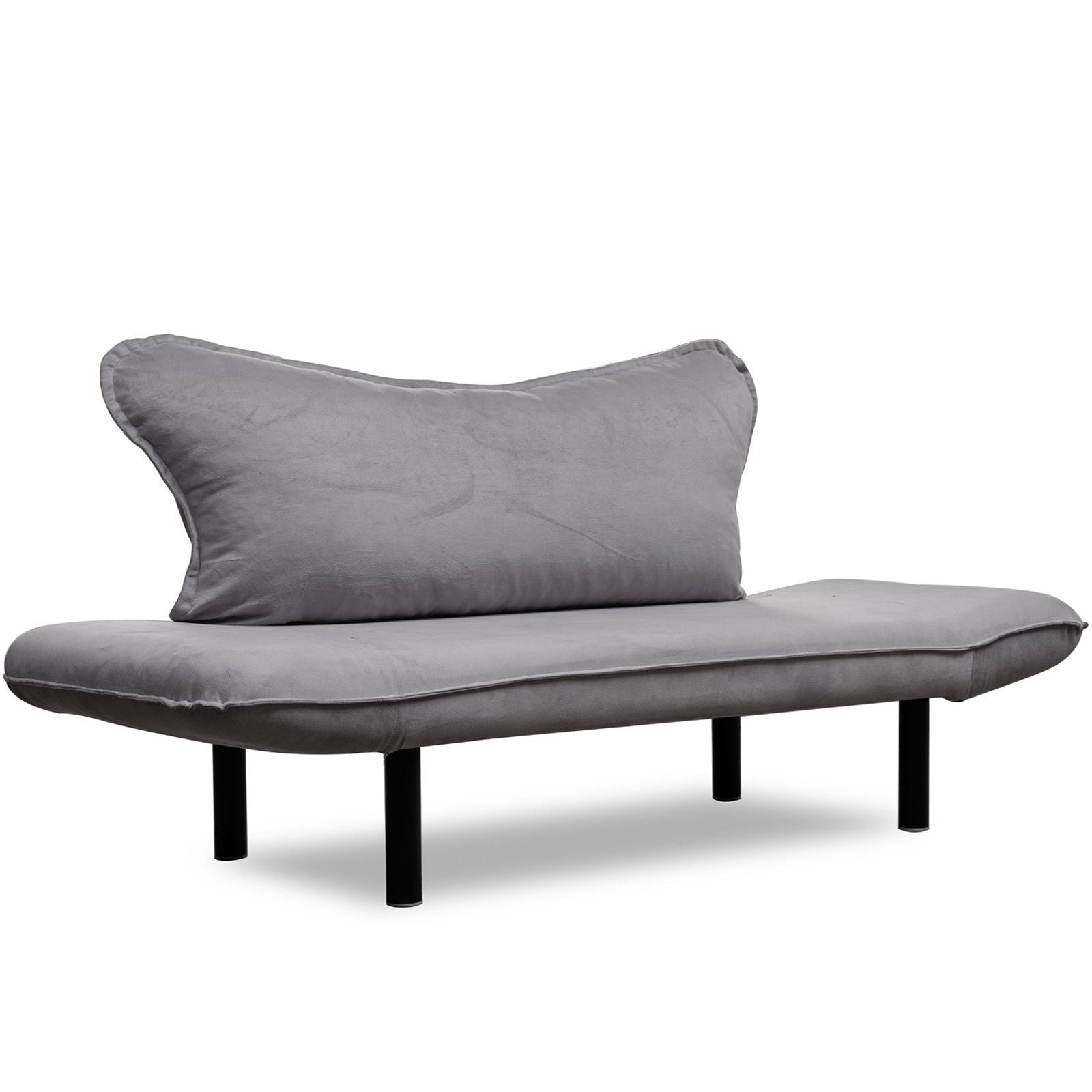 Sofá-cama moderno de 2 lugares, cinza, 150 cm | Estrutura 100% metálica, tecido fácil de limpar, braços multiposições, peso máximo de 200 kg | Elegante e funcional para casa e hotel
