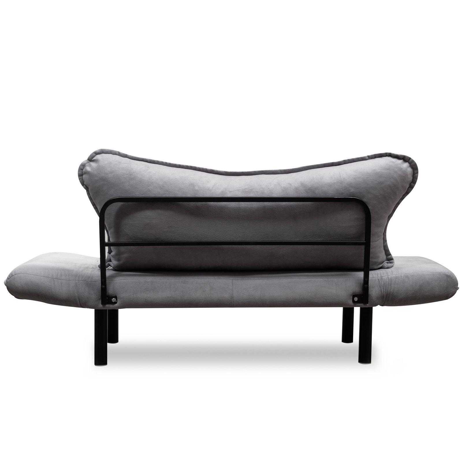 Sofá-cama moderno de 2 lugares, cinza, 150 cm | Estrutura 100% metálica, tecido fácil de limpar, braços multiposições, peso máximo de 200 kg | Elegante e funcional para casa e hotel