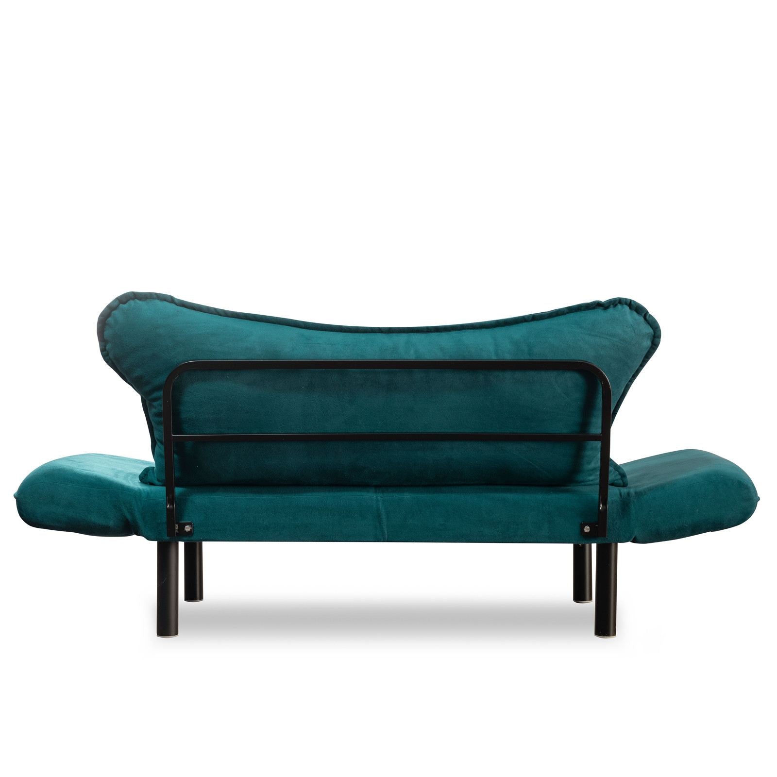Sofá-cama elegante de 2 lugares, azul-petróleo, 150 cm | Estrutura 100% metálica, tecido fácil de limpar, braços multiposições, peso máximo de 200 kg | Design industrial moderno