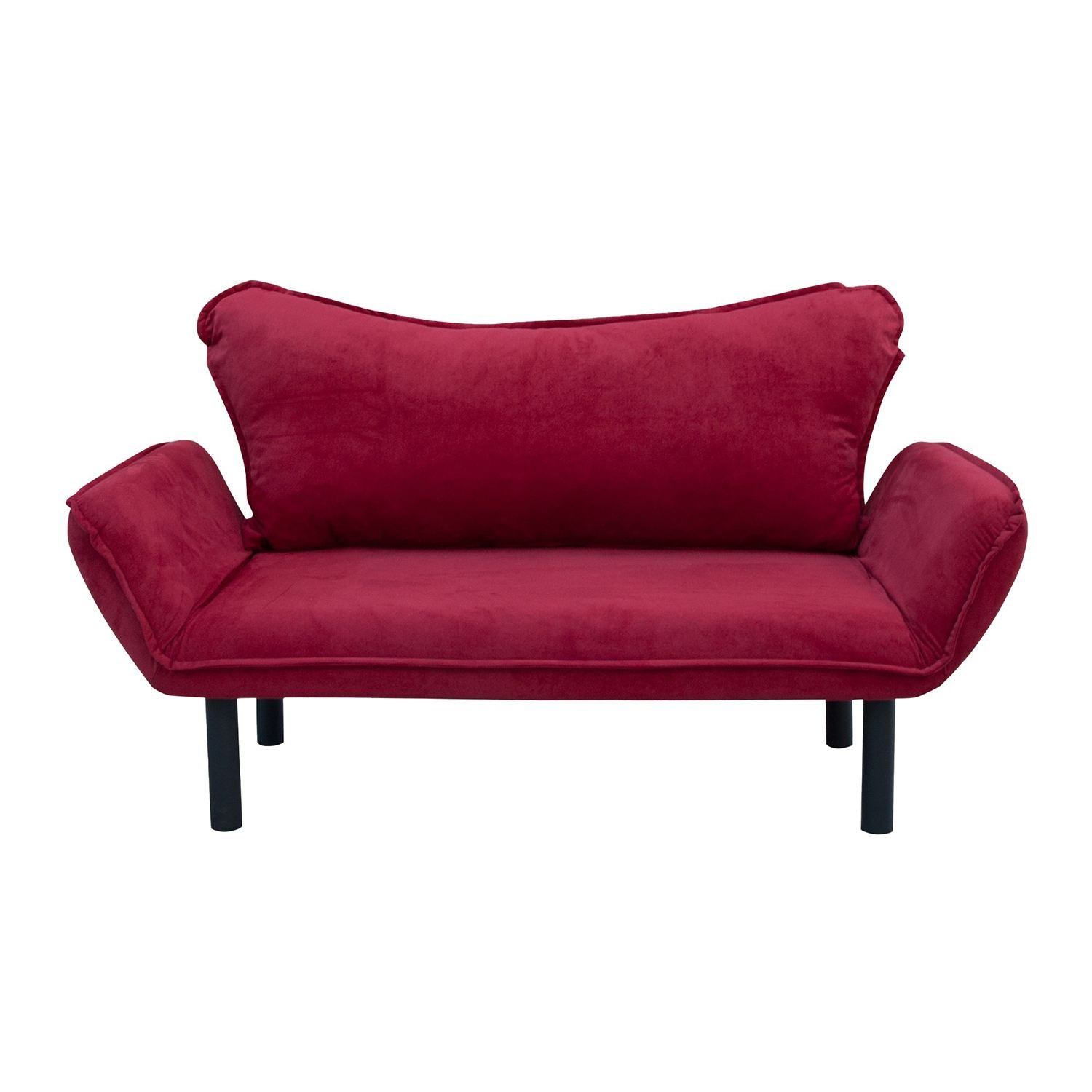 Sofá-cama moderno de 2 lugares, marrom, 150 cm | Estrutura 100% metálica, tecido fácil de limpar, braços multiposições, peso máximo de 200 kg | Elegante e funcional para casa e hotel