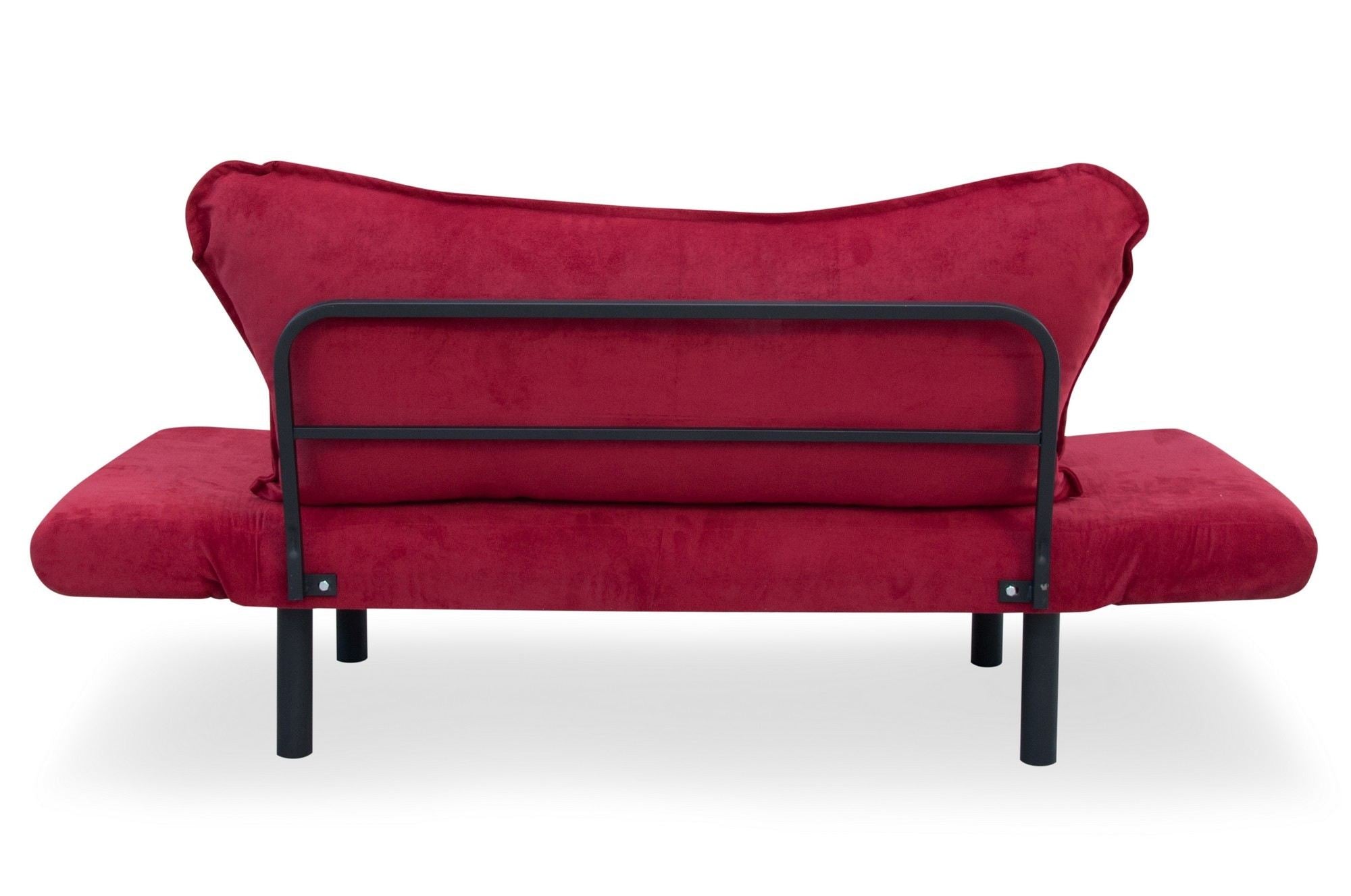 Sofá-cama moderno de 2 lugares, marrom, 150 cm | Estrutura 100% metálica, tecido fácil de limpar, braços multiposições, peso máximo de 200 kg | Elegante e funcional para casa e hotel