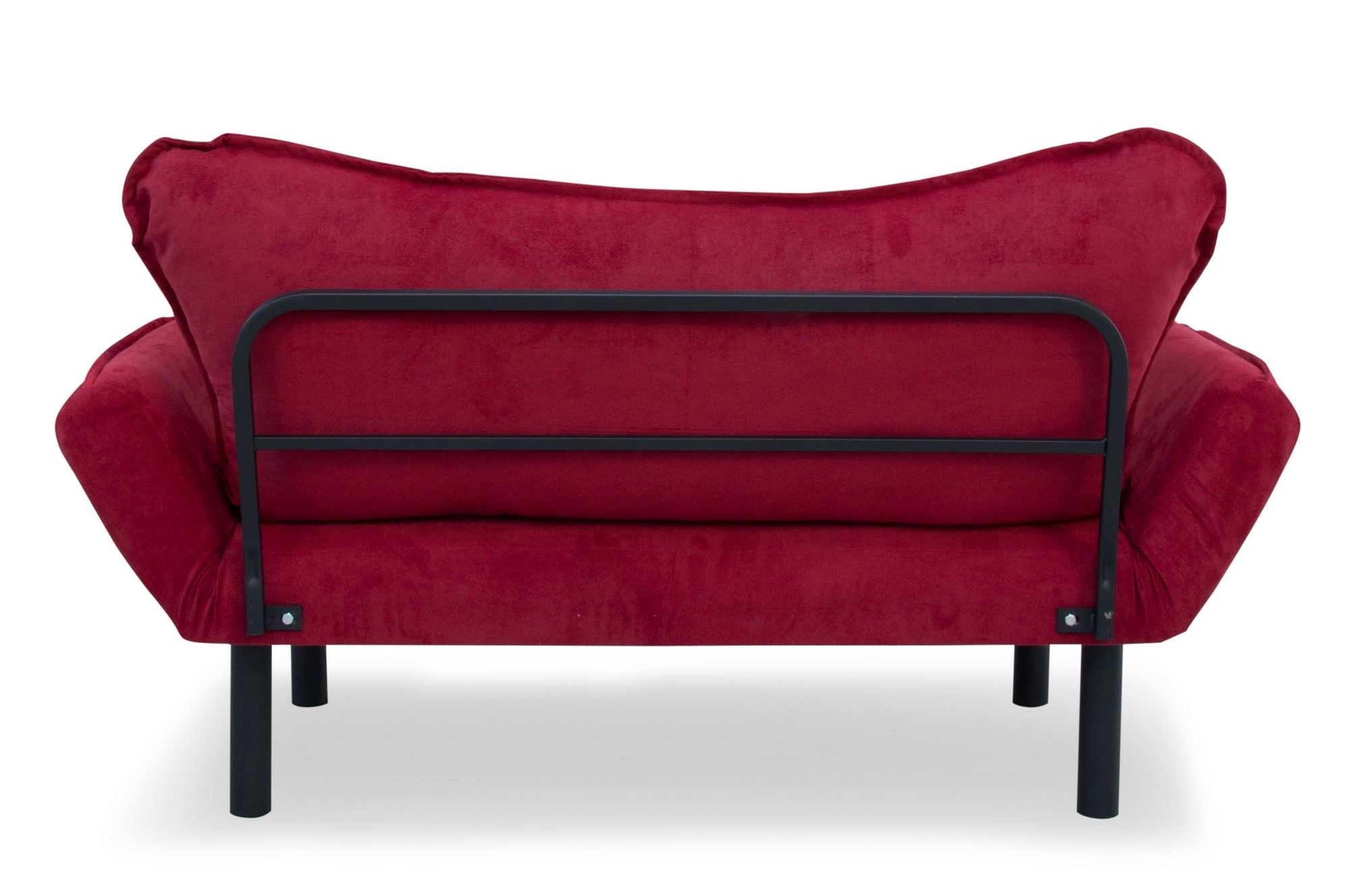 Sofá-cama moderno de 2 lugares, marrom, 150 cm | Estrutura 100% metálica, tecido fácil de limpar, braços multiposições, peso máximo de 200 kg | Elegante e funcional para casa e hotel