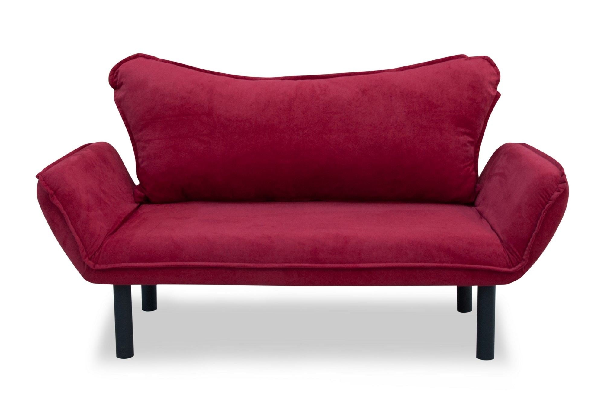 Sofá-cama moderno de 2 lugares, marrom, 150 cm | Estrutura 100% metálica, tecido fácil de limpar, braços multiposições, peso máximo de 200 kg | Elegante e funcional para casa e hotel