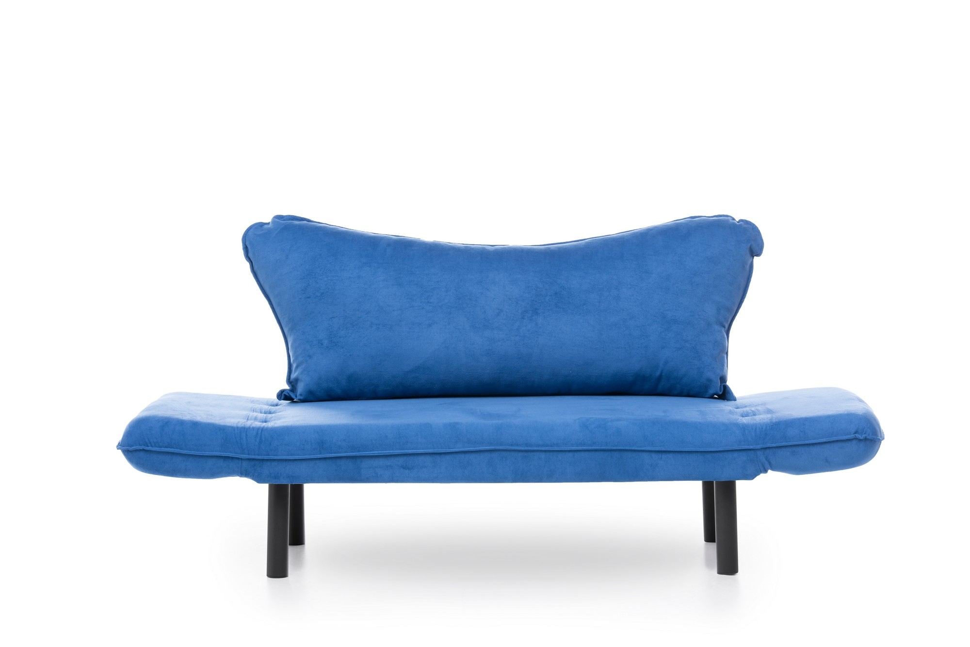 Sofá-cama moderno de 2 lugares, azul, 150 cm | Estrutura 100% metálica, tecido fácil de limpar, braços multiposições, capacidade para 200 kg | Elegante e funcional para casa e hotel