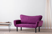 Sofá-cama moderno de 2 lugares, roxo, 150 cm | Estrutura 100% metálica, tecido fácil de limpar, braços multiposições, capacidade de 200 kg | Elegante e funcional para casa e hotel