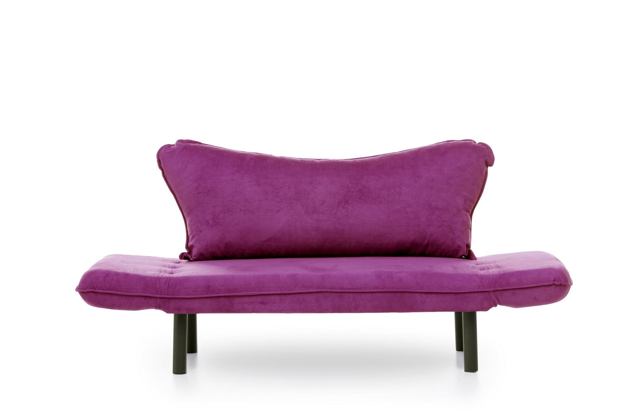 Sofá-cama moderno de 2 lugares, roxo, 150 cm | Estrutura 100% metálica, tecido fácil de limpar, braços multiposições, capacidade de 200 kg | Elegante e funcional para casa e hotel