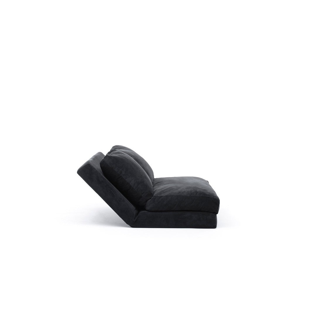 Sofá-cama versátil de 2 lugares, preto | Estrutura 100% metálica, tecido 100% poliéster | Encosto ajustável, fácil conversão, peso máximo de 200 kg | Design escandinavo moderno