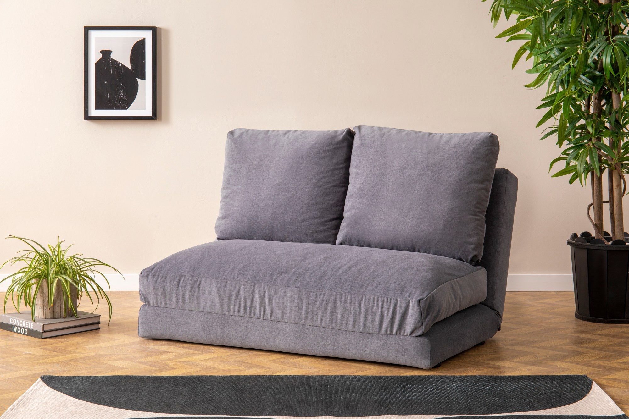 Sofá-cama de 2 lugares-Taida-Cinza