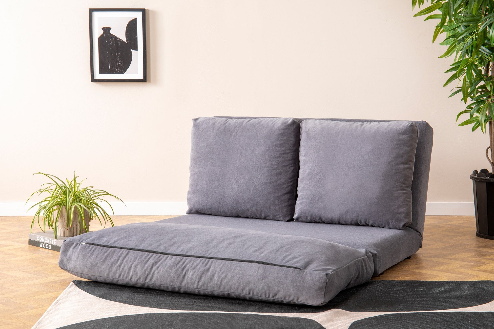 Sofá-cama de 2 lugares-Taida-Cinza