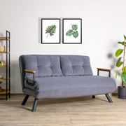 Sofá-cama moderno de 2 lugares, cinza, estrutura 100% metálica, encosto ajustável em 14 níveis, fácil conversão, capacidade para 200 kg | Elegante e funcional para casa e escritório