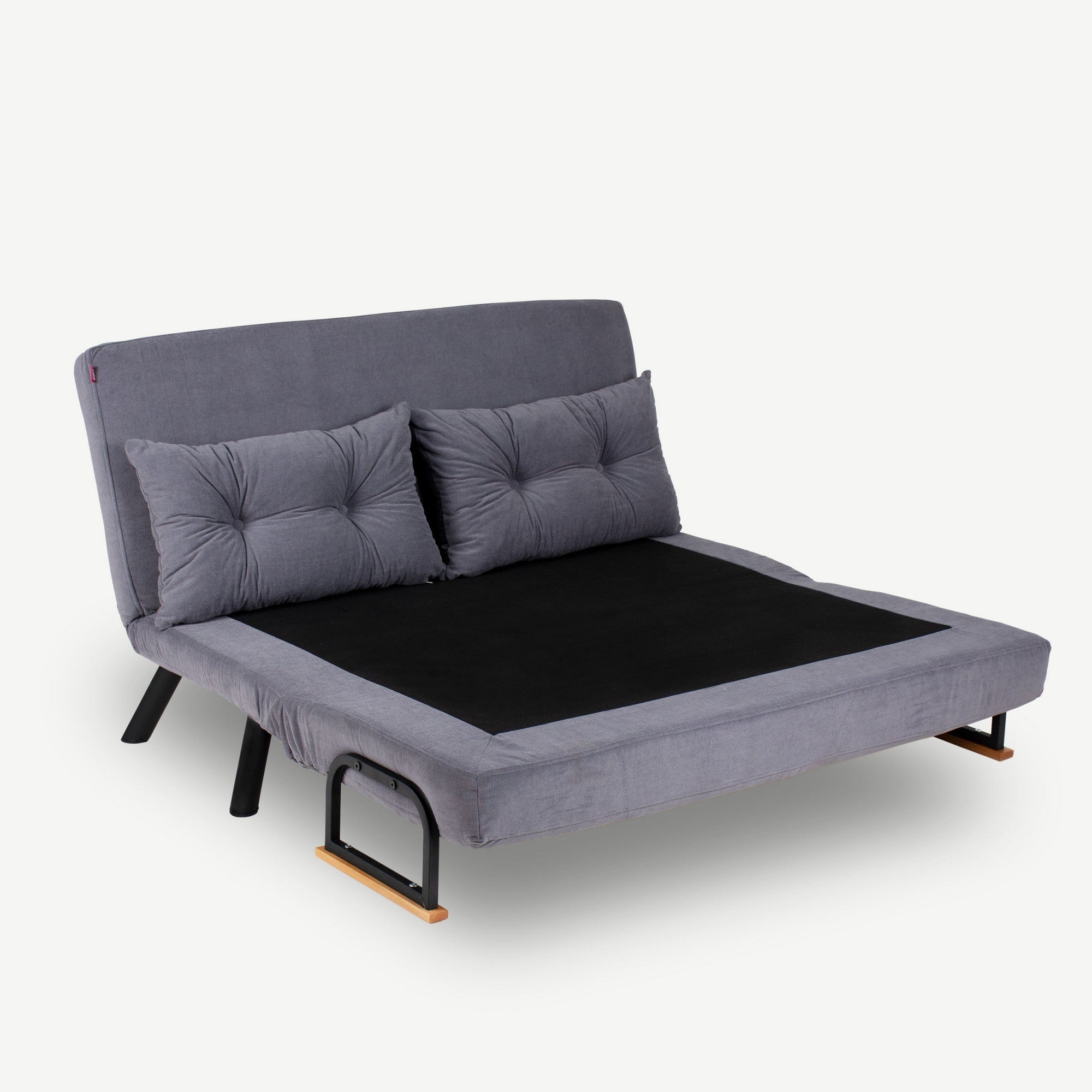 Sofá-cama moderno de 2 lugares, cinza, estrutura 100% metálica, encosto ajustável em 14 níveis, fácil conversão, capacidade para 200 kg | Elegante e funcional para casa e escritório