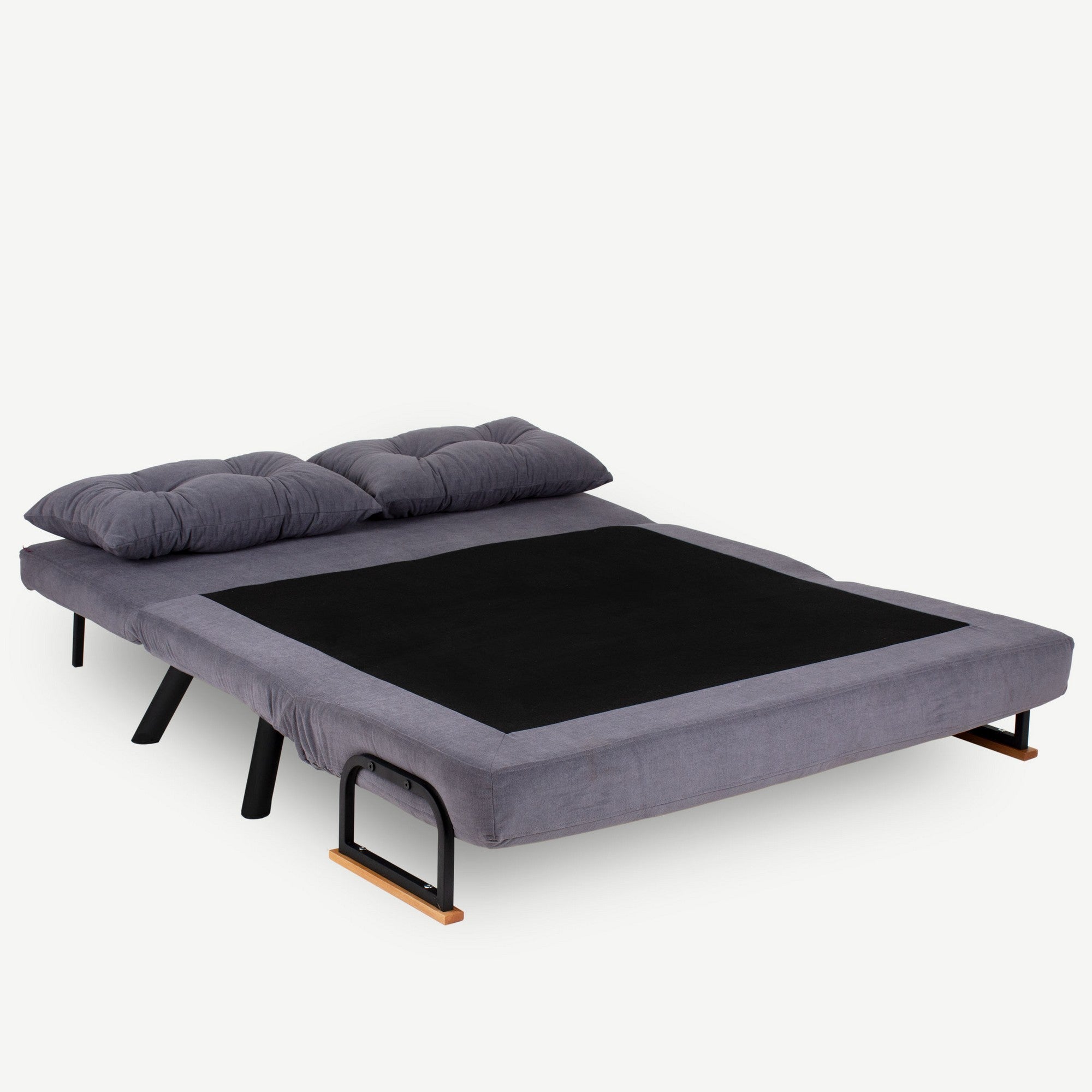 Sofá-cama moderno de 2 lugares, cinza, estrutura 100% metálica, encosto ajustável em 14 níveis, fácil conversão, capacidade para 200 kg | Elegante e funcional para casa e escritório