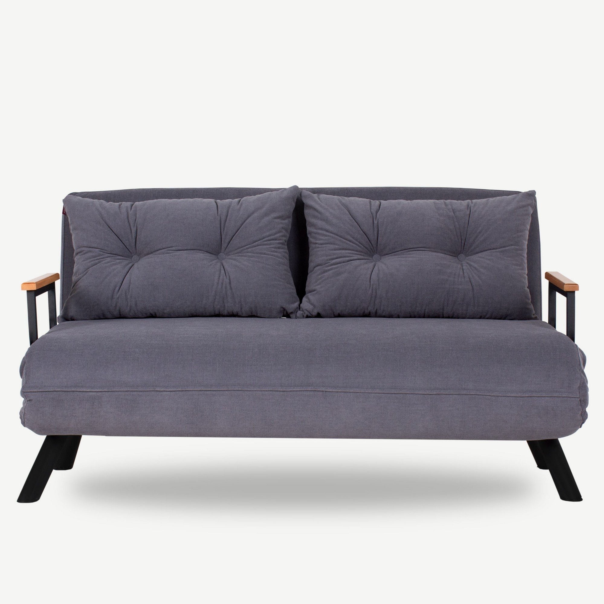 Sofá-cama moderno de 2 lugares, cinza, estrutura 100% metálica, encosto ajustável em 14 níveis, fácil conversão, capacidade para 200 kg | Elegante e funcional para casa e escritório