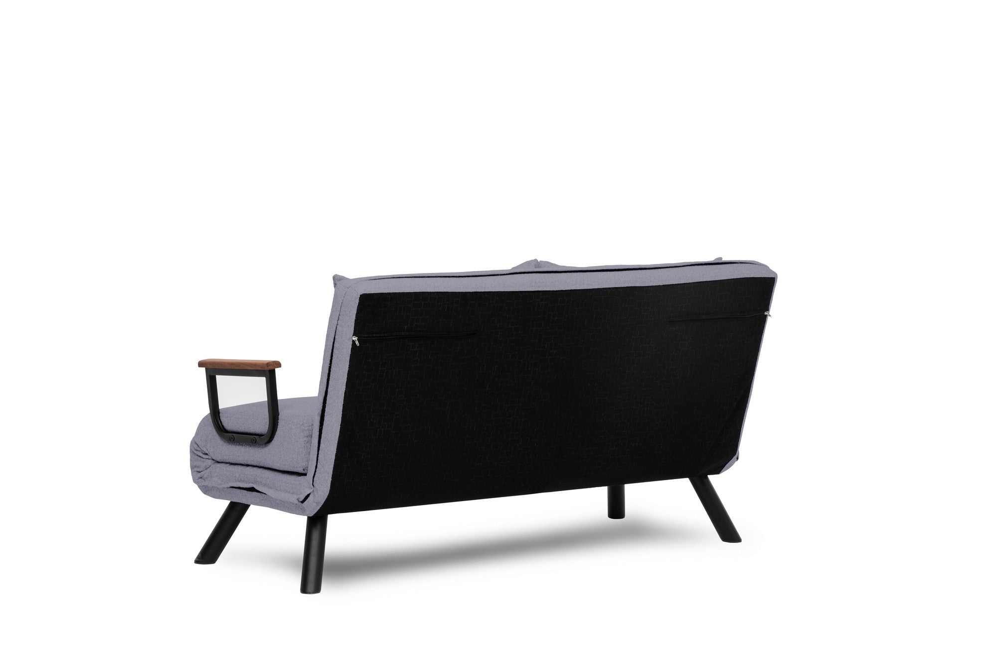 Sofá-cama moderno de 2 lugares, cinza, estrutura 100% metálica, encosto ajustável em 14 níveis, fácil conversão, capacidade para 200 kg | Elegante e funcional para casa e escritório