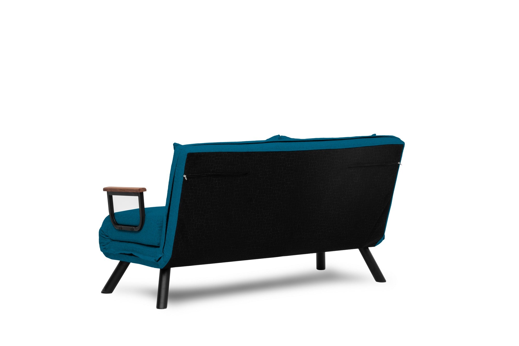 Sofá-cama verde-petróleo de 2 lugares, estrutura 100% metálica, encosto ajustável em 14 níveis, fácil conversão, design moderno, peso máximo de 200 kg, perfeito para casa e hotel