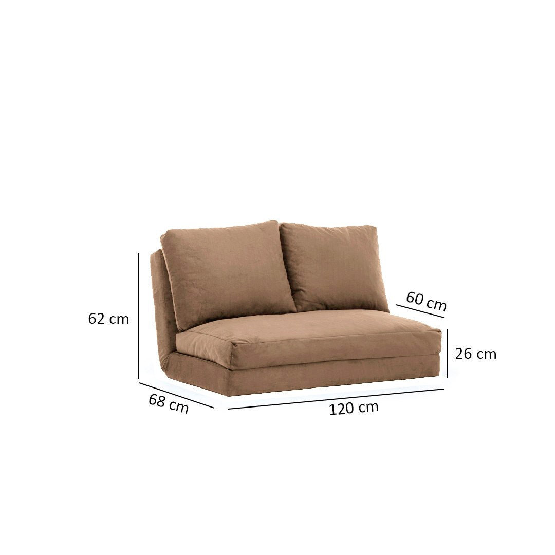 Sofá-cama de 2 lugares-Taida-Castanho Claro
