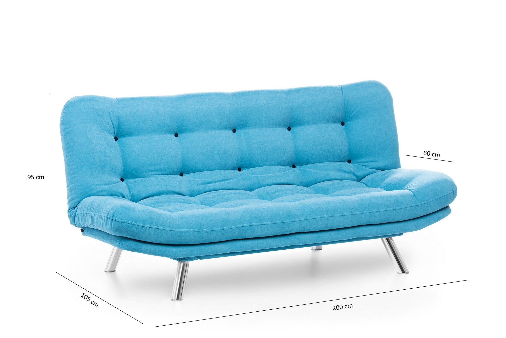 Sofá-cama de 3 lugares-Misa-Turquesa