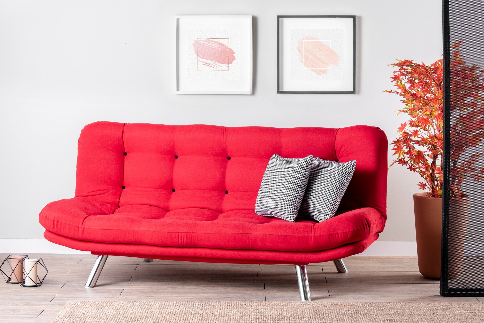 Sofá-cama de 3 lugares-Misa-Vermelho