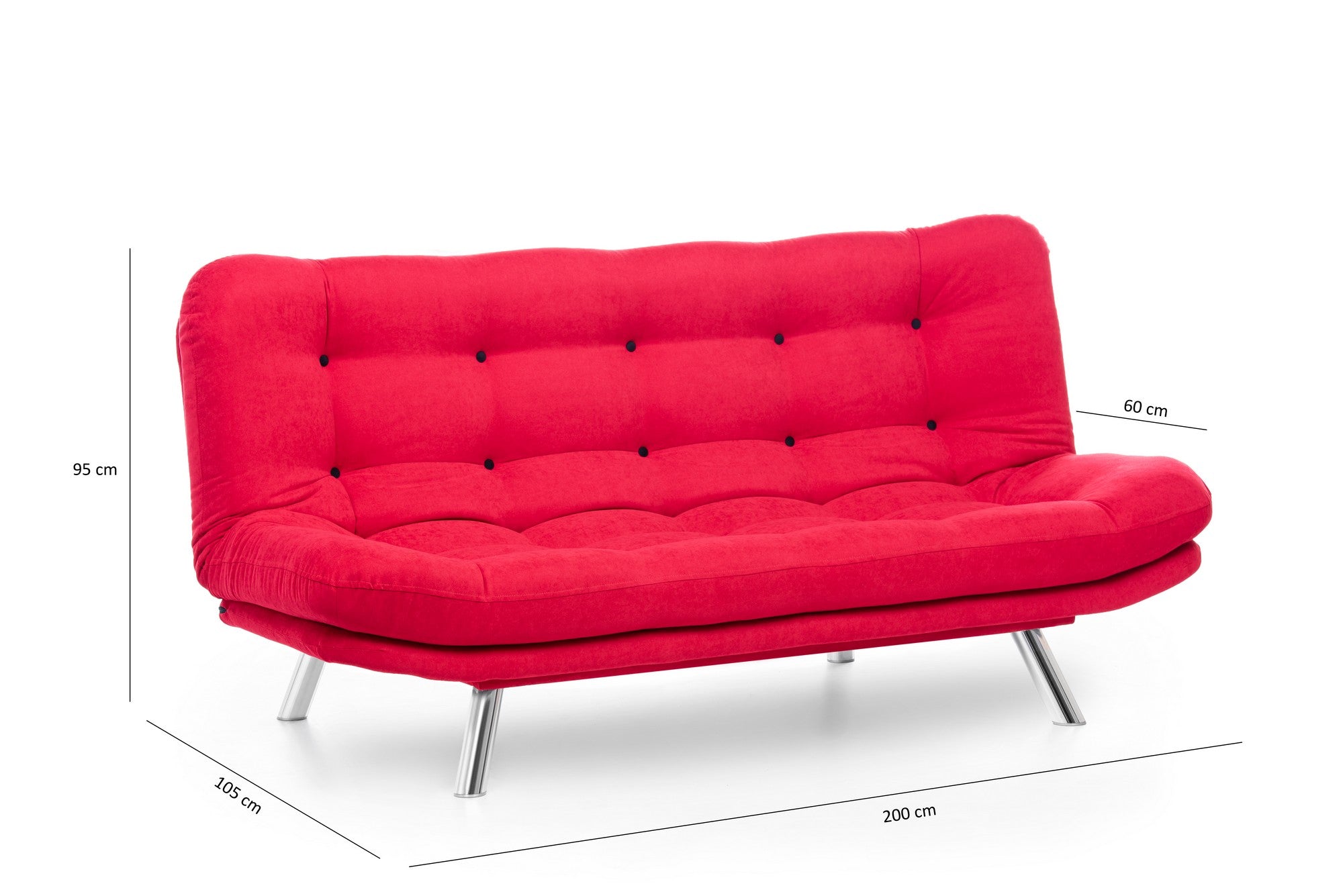 Sofá-cama de 3 lugares-Misa-Vermelho
