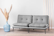 Sofá-cama moderno de 3 lugares, tecido de poliéster cinza, 180 cm | Estrutura 100% metálica, encosto ajustável em 4 níveis, capacidade de 300 kg | Design elegante e funcional