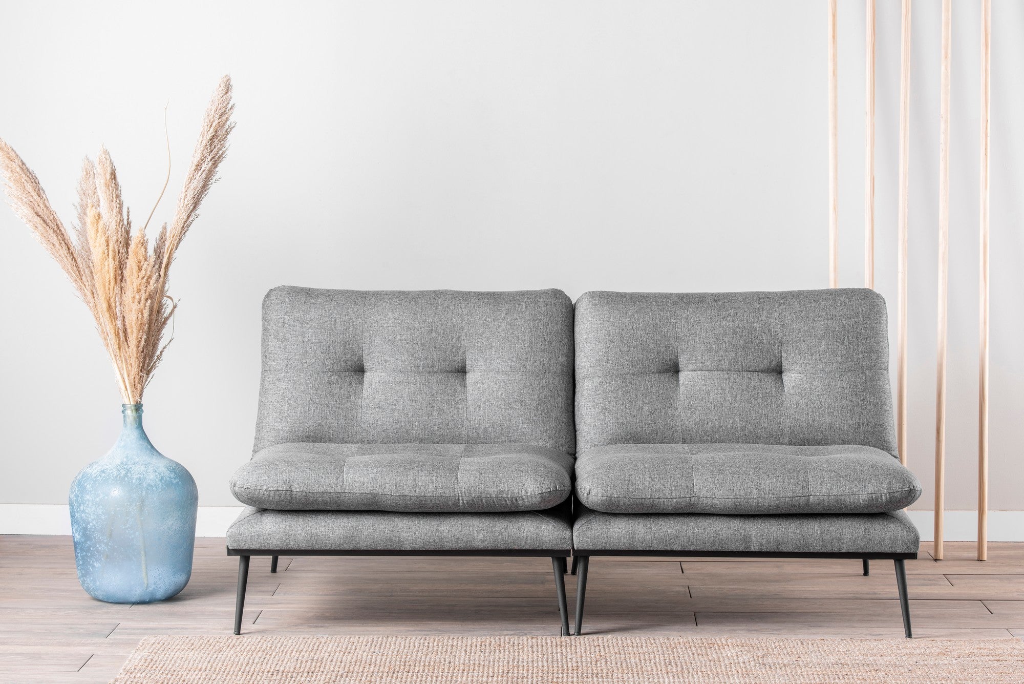 Sofá-cama moderno de 3 lugares, tecido de poliéster cinza, 180 cm | Estrutura 100% metálica, encosto ajustável em 4 níveis, capacidade de 300 kg | Design elegante e funcional