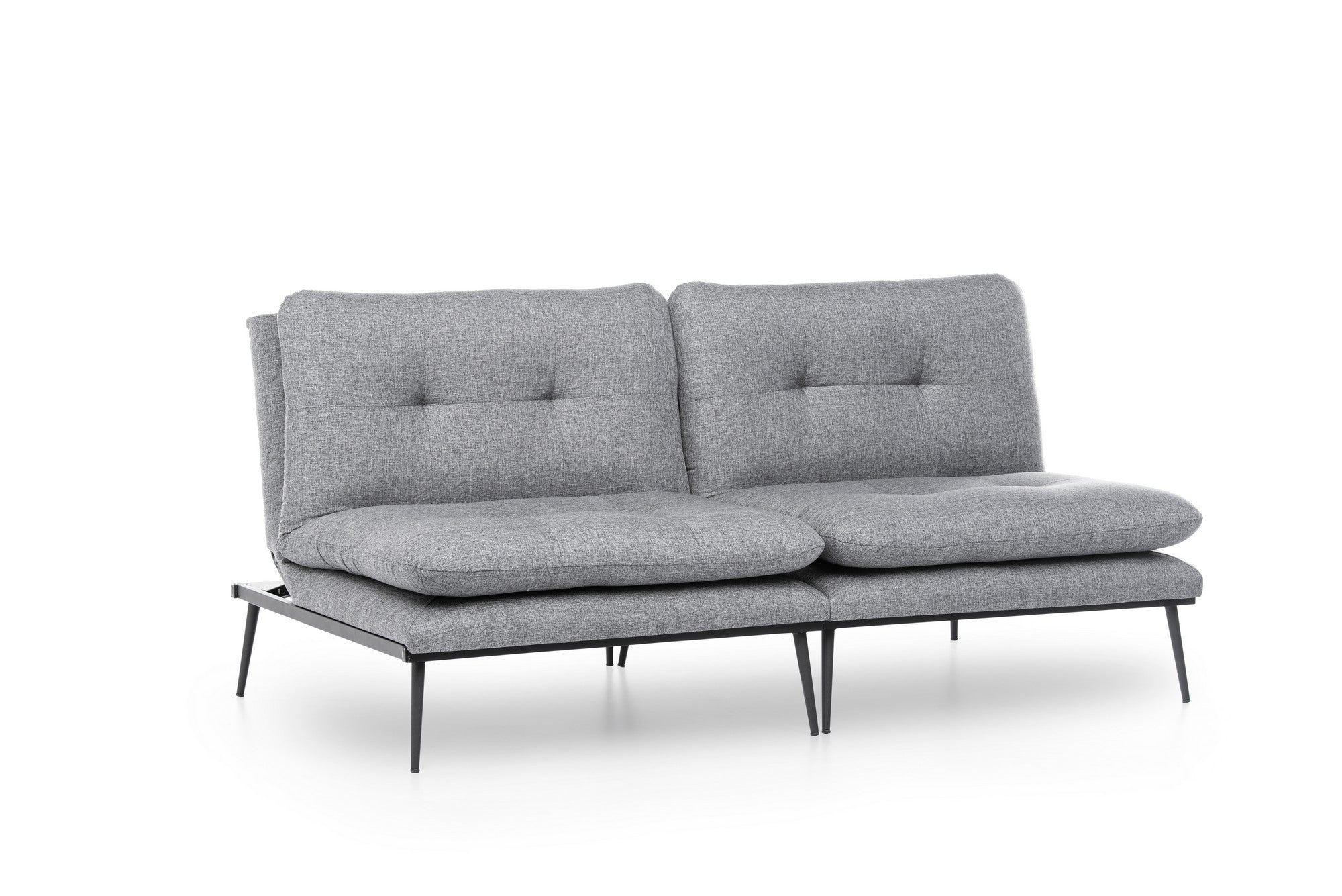 Sofá-cama moderno de 3 lugares, tecido de poliéster cinza, 180 cm | Estrutura 100% metálica, encosto ajustável em 4 níveis, capacidade de 300 kg | Design elegante e funcional