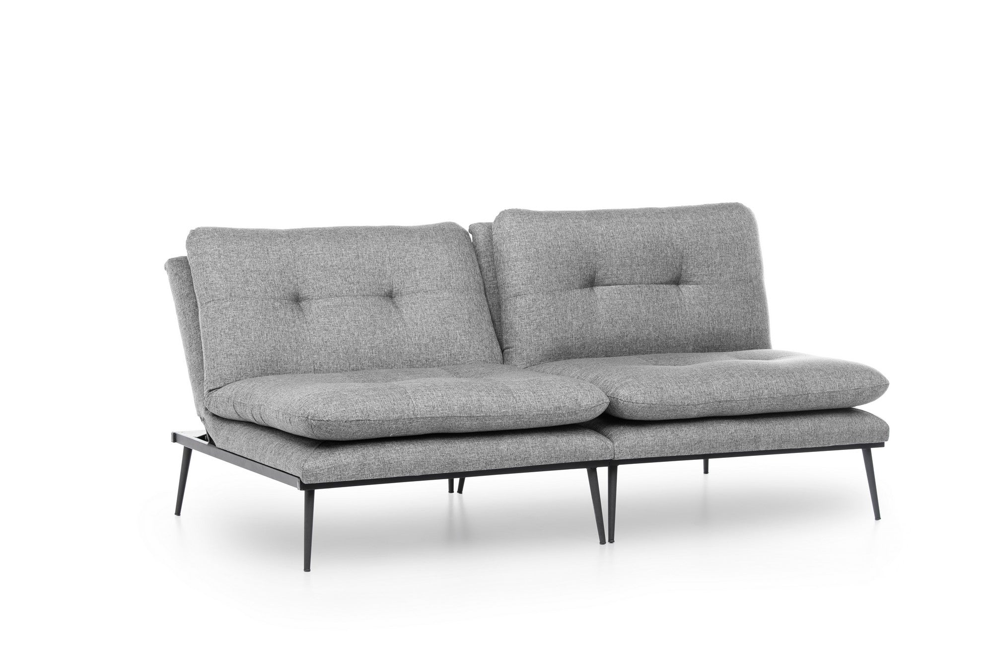 Sofá-cama moderno de 3 lugares, tecido de poliéster cinza, 180 cm | Estrutura 100% metálica, encosto ajustável em 4 níveis, capacidade de 300 kg | Design elegante e funcional