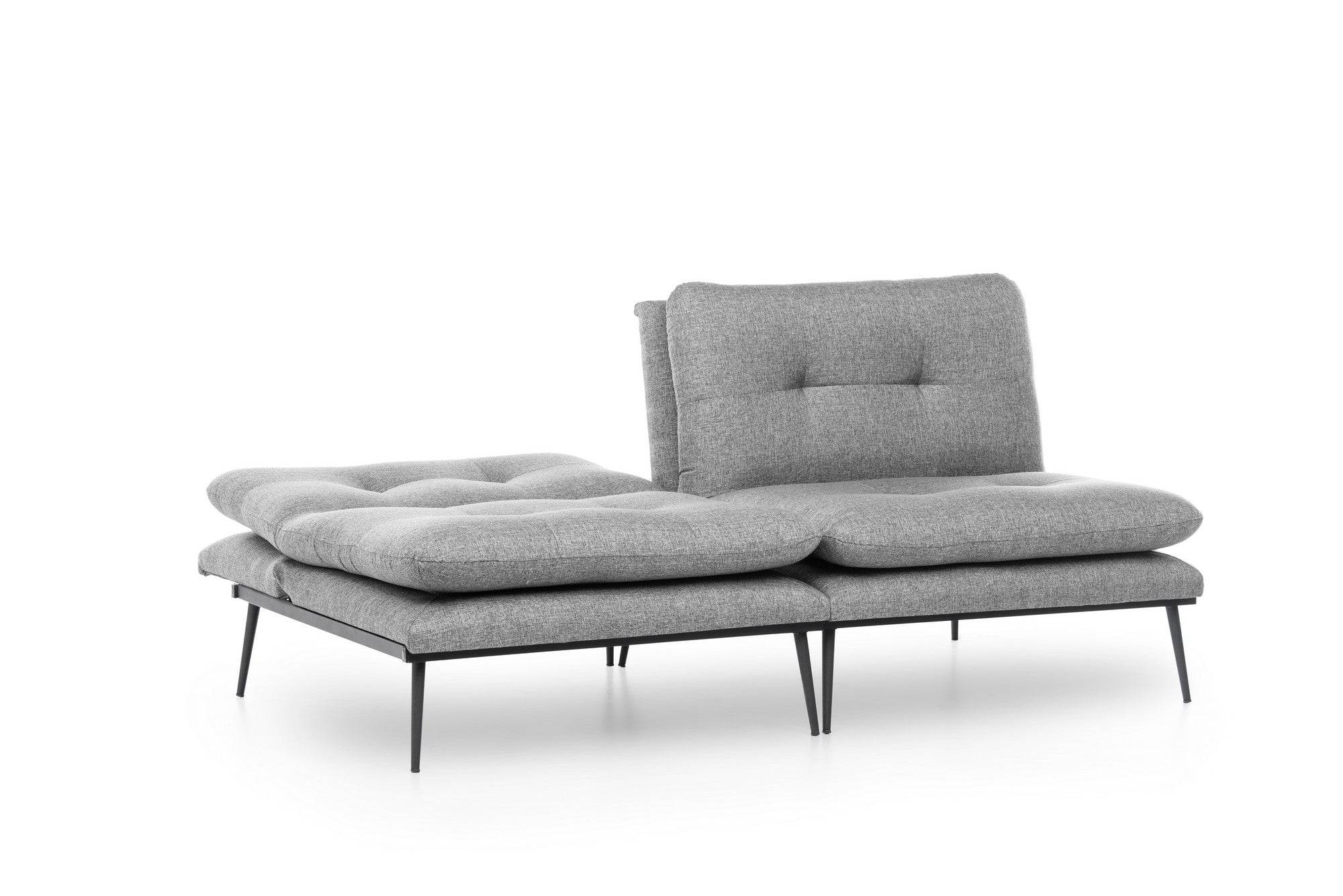 Sofá-cama moderno de 3 lugares, tecido de poliéster cinza, 180 cm | Estrutura 100% metálica, encosto ajustável em 4 níveis, capacidade de 300 kg | Design elegante e funcional