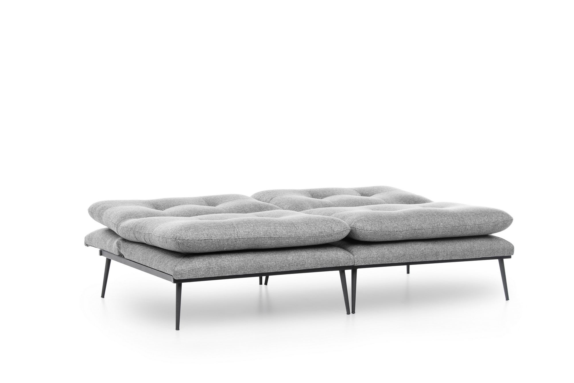 Sofá-cama moderno de 3 lugares, tecido de poliéster cinza, 180 cm | Estrutura 100% metálica, encosto ajustável em 4 níveis, capacidade de 300 kg | Design elegante e funcional