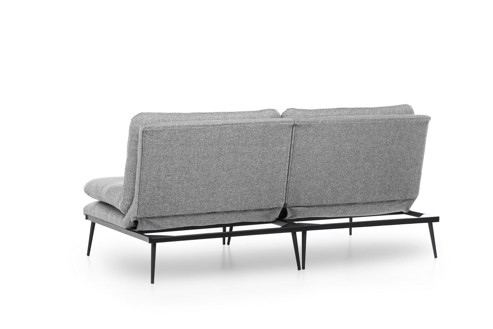 Sofá-cama moderno de 3 lugares, tecido de poliéster cinza, 180 cm | Estrutura 100% metálica, encosto ajustável em 4 níveis, capacidade de 300 kg | Design elegante e funcional