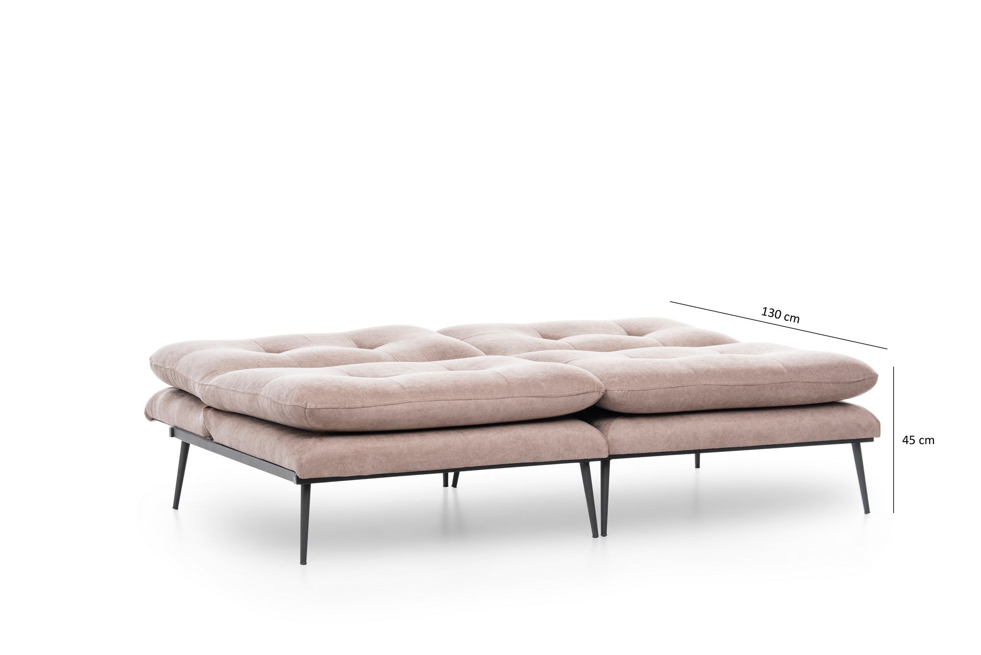 Sofá-cama moderno de 3 lugares, cor vison, 180 cm | Estrutura 100% metálica, encosto ajustável, capacidade para 300 kg | Elegante e funcional para residências e hotéis
