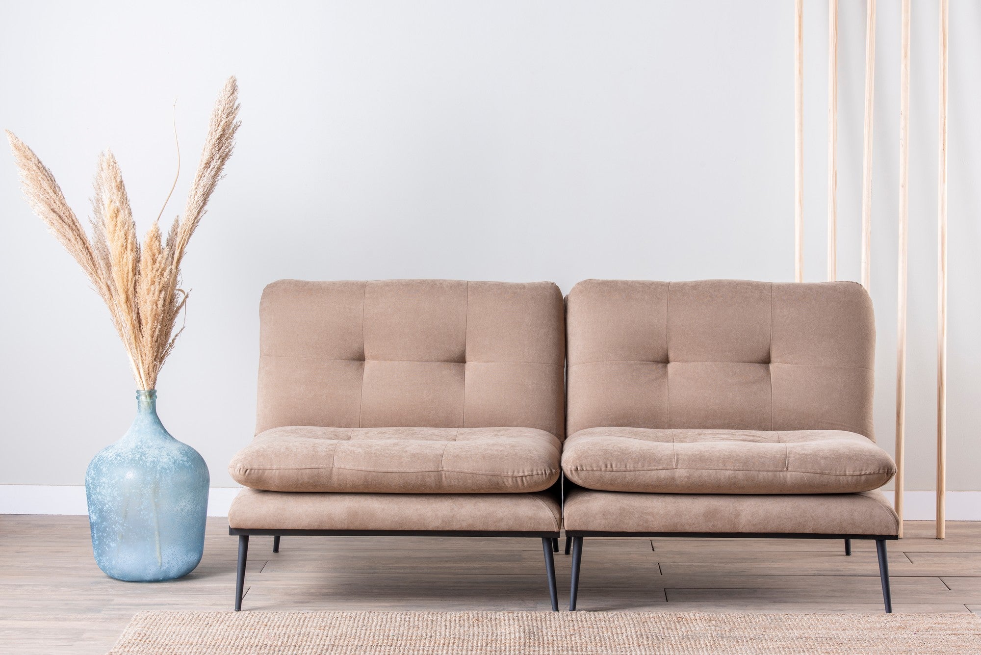 Sofá-cama moderno de 3 lugares, cor vison, 180 cm | Estrutura 100% metálica, encosto ajustável, capacidade para 300 kg | Elegante e funcional para residências e hotéis