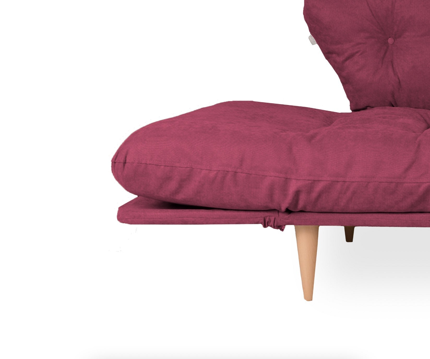 Sofá-cama moderno de 3 lugares, tecido de linho vermelho escuro, estrutura 100% metálica, braços ajustáveis, capacidade de 200 kg, perfeito para salas de estar elegantes e quartos de hóspedes