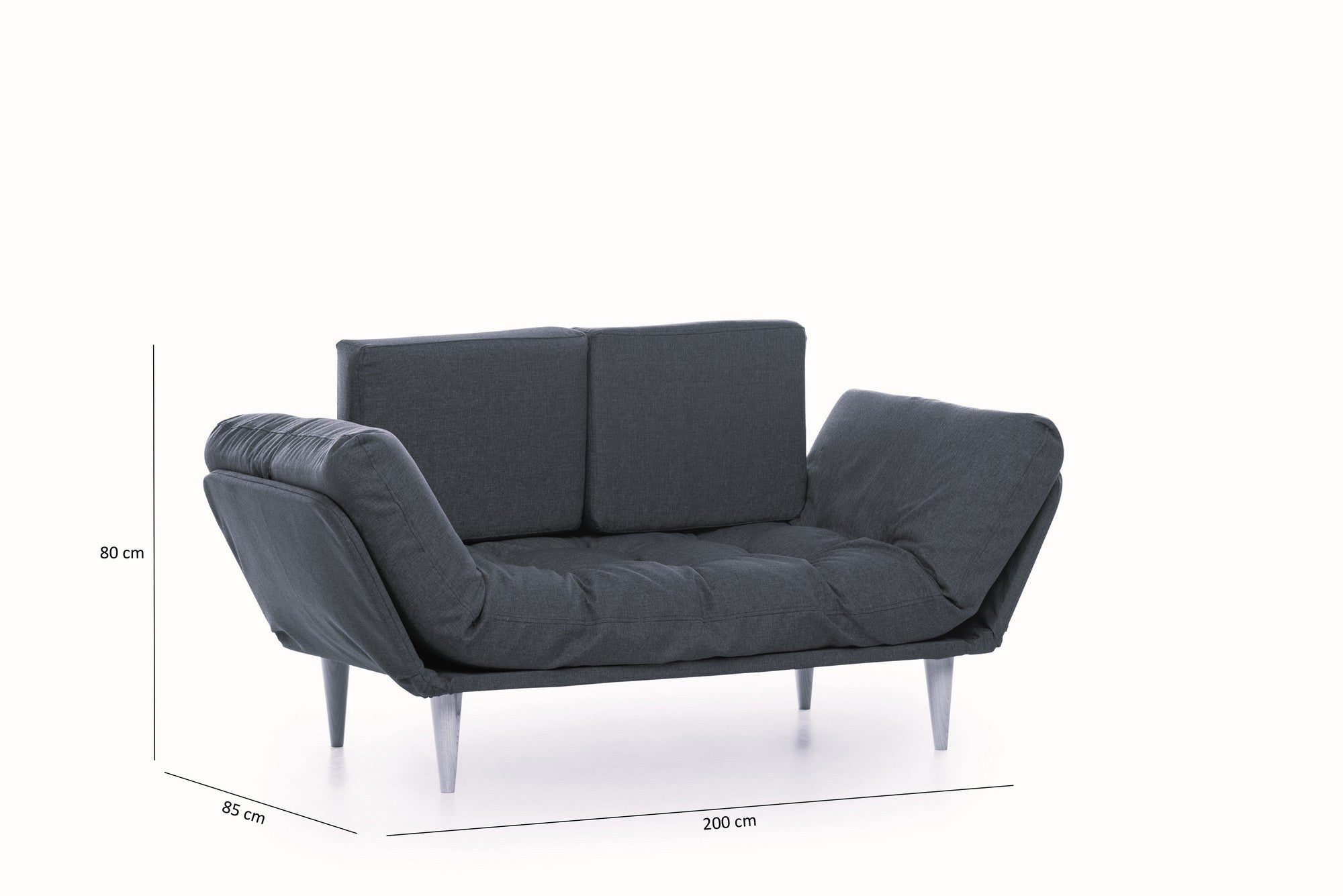 Sofá-cama moderno de 3 lugares, tecido de linho vermelho escuro, estrutura 100% metálica, braços ajustáveis, capacidade de 200 kg, perfeito para salas de estar elegantes e quartos de hóspedes