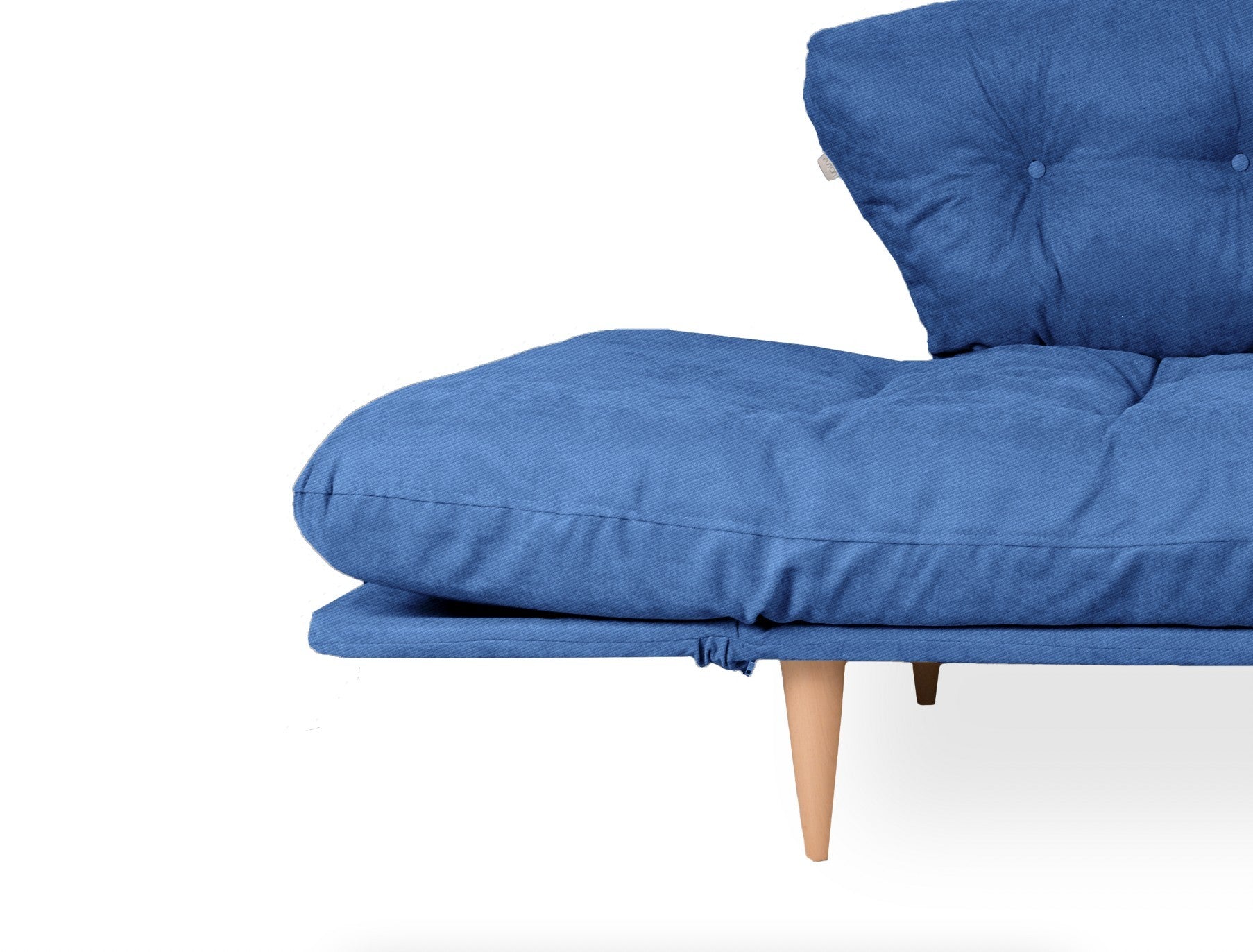 Sofá-cama moderno de 3 lugares, azul Parliament, estrutura 100% metálica, tecido de linho, braços ajustáveis, capacidade de 200 kg, perfeito para espaços de estar elegantes