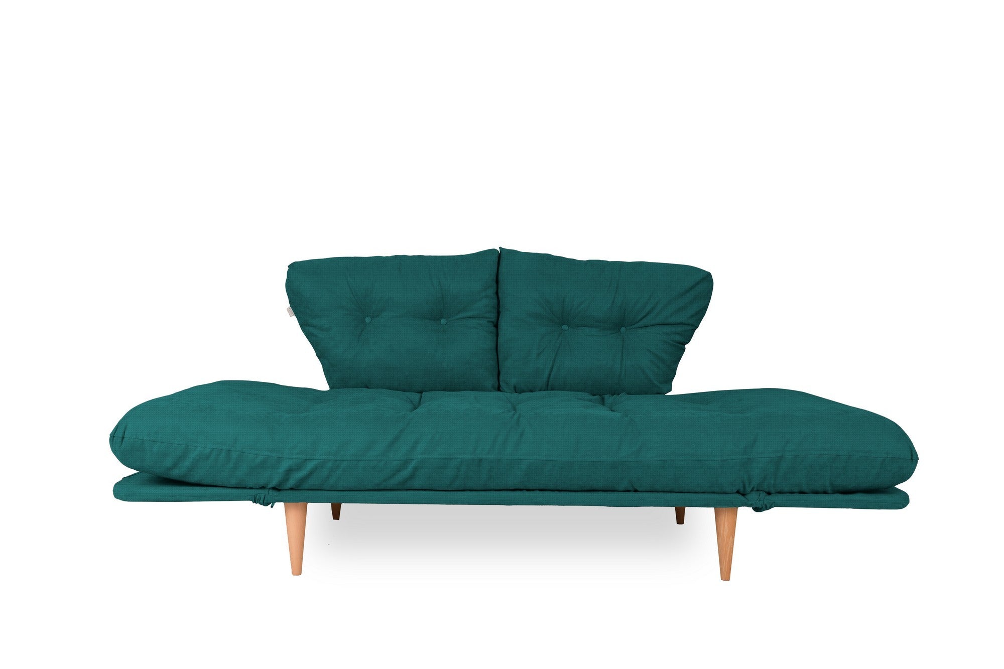 Sofá-cama moderno de 3 lugares, verde petróleo, estrutura 100% metálica, tecido de linho, braços ajustáveis, capacidade de 200 kg, perfeito para espaços de estar elegantes