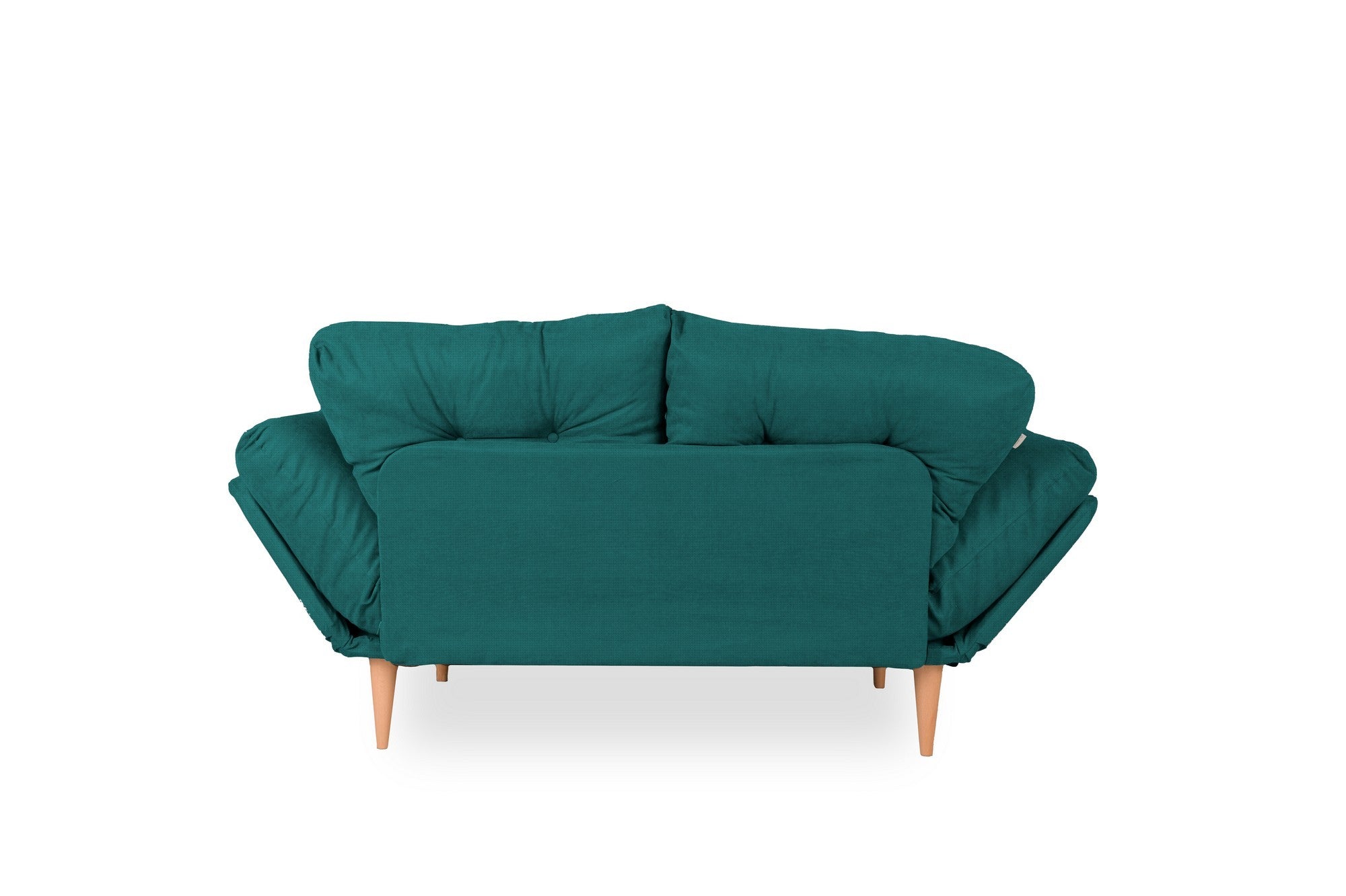 Sofá-cama moderno de 3 lugares, verde petróleo, estrutura 100% metálica, tecido de linho, braços ajustáveis, capacidade de 200 kg, perfeito para espaços de estar elegantes