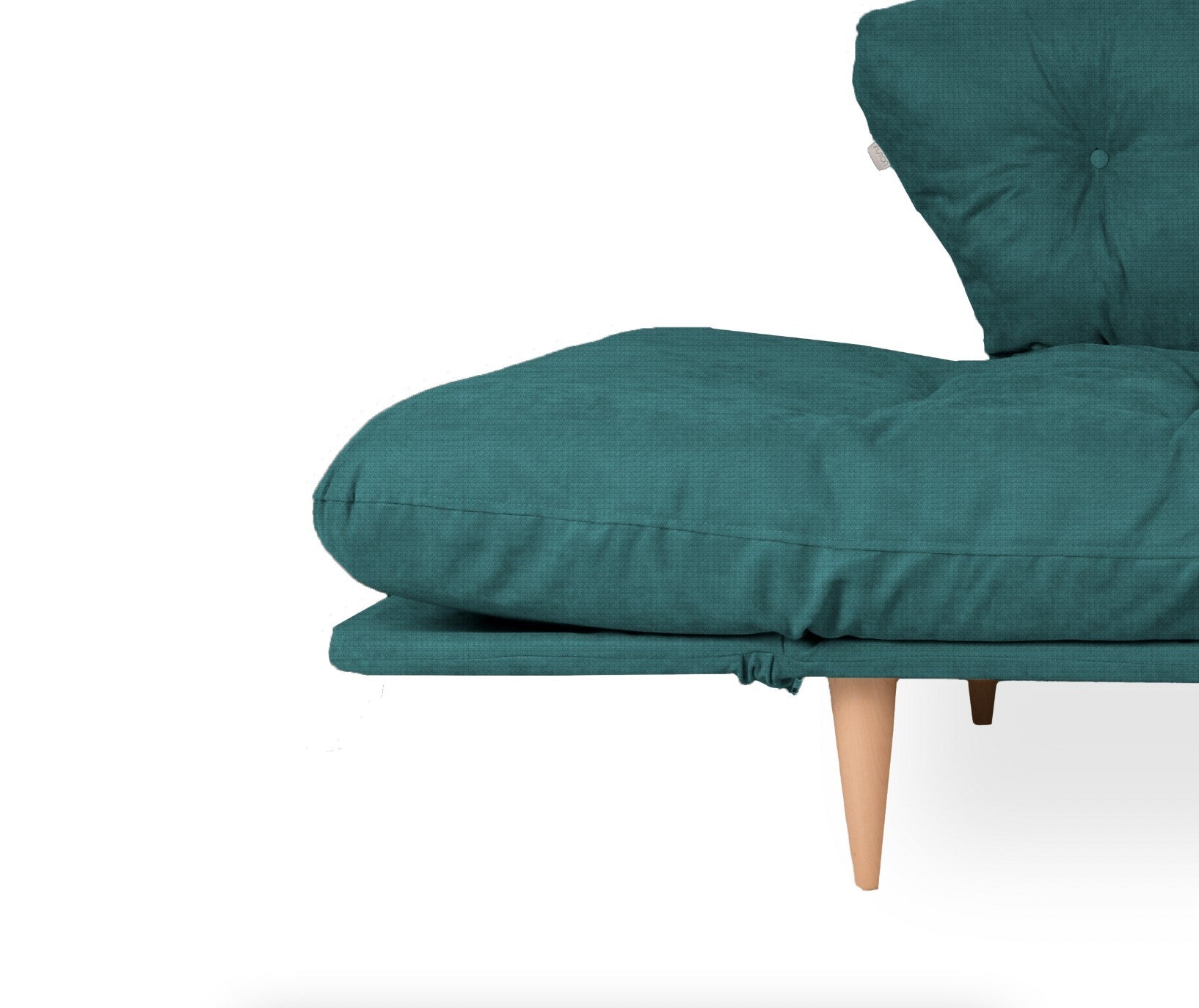 Sofá-cama moderno de 3 lugares, verde petróleo, estrutura 100% metálica, tecido de linho, braços ajustáveis, capacidade de 200 kg, perfeito para espaços de estar elegantes