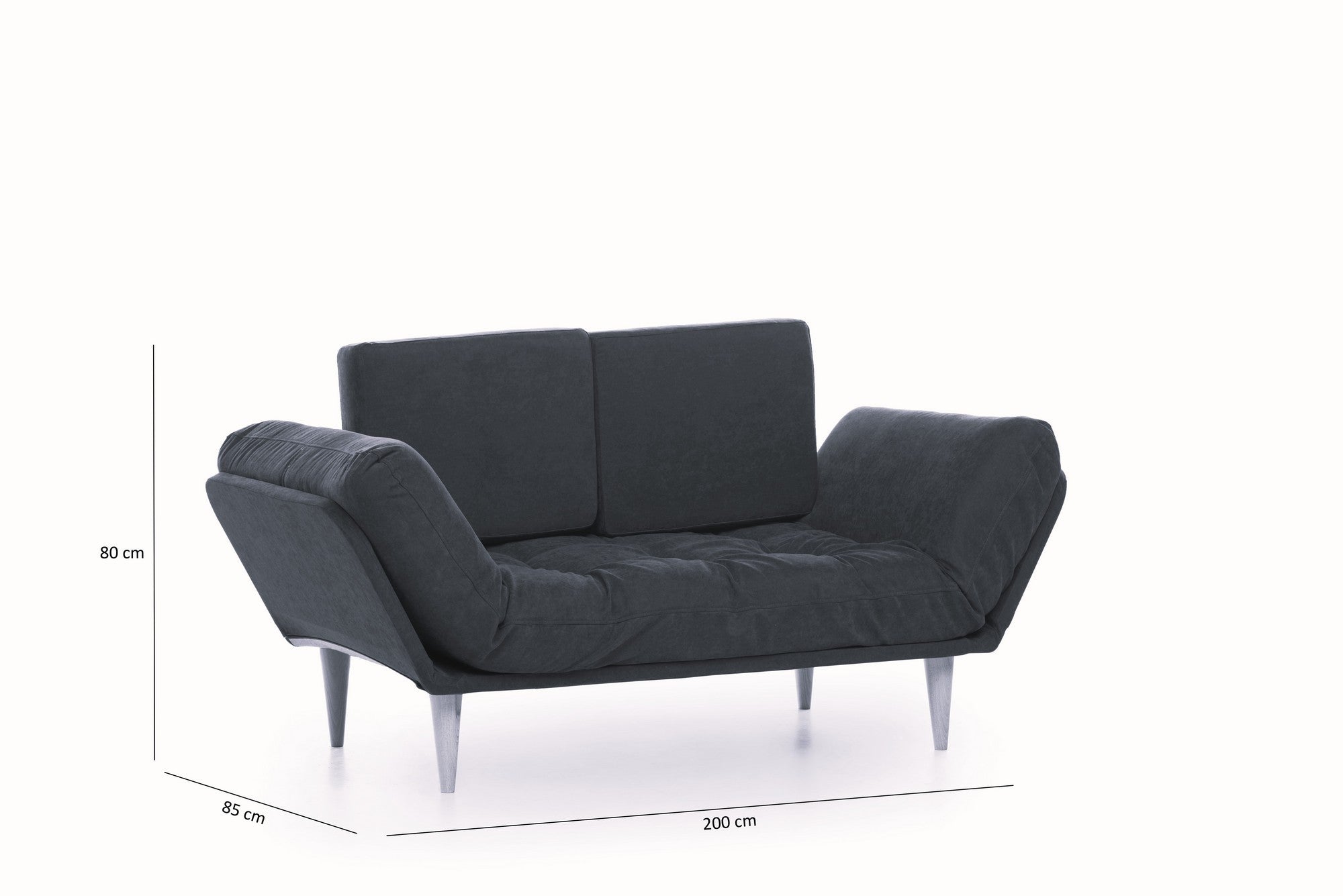 Sofá-cama moderno de 3 lugares, verde petróleo, estrutura 100% metálica, tecido de linho, braços ajustáveis, capacidade de 200 kg, perfeito para espaços de estar elegantes
