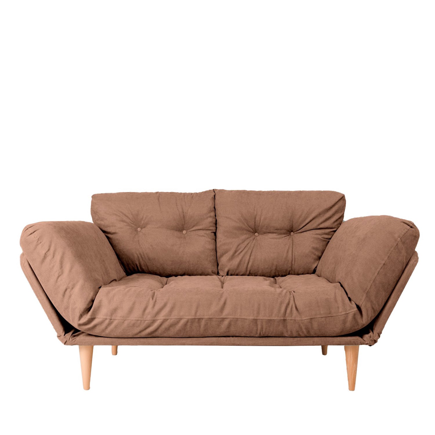 Sofá-cama moderno de 3 lugares, tecido de linho marrom claro, estrutura 100% metálica, braços ajustáveis, molas ensacadas e espuma, capacidade de 200 kg, perfeito para espaços de convivência elegantes