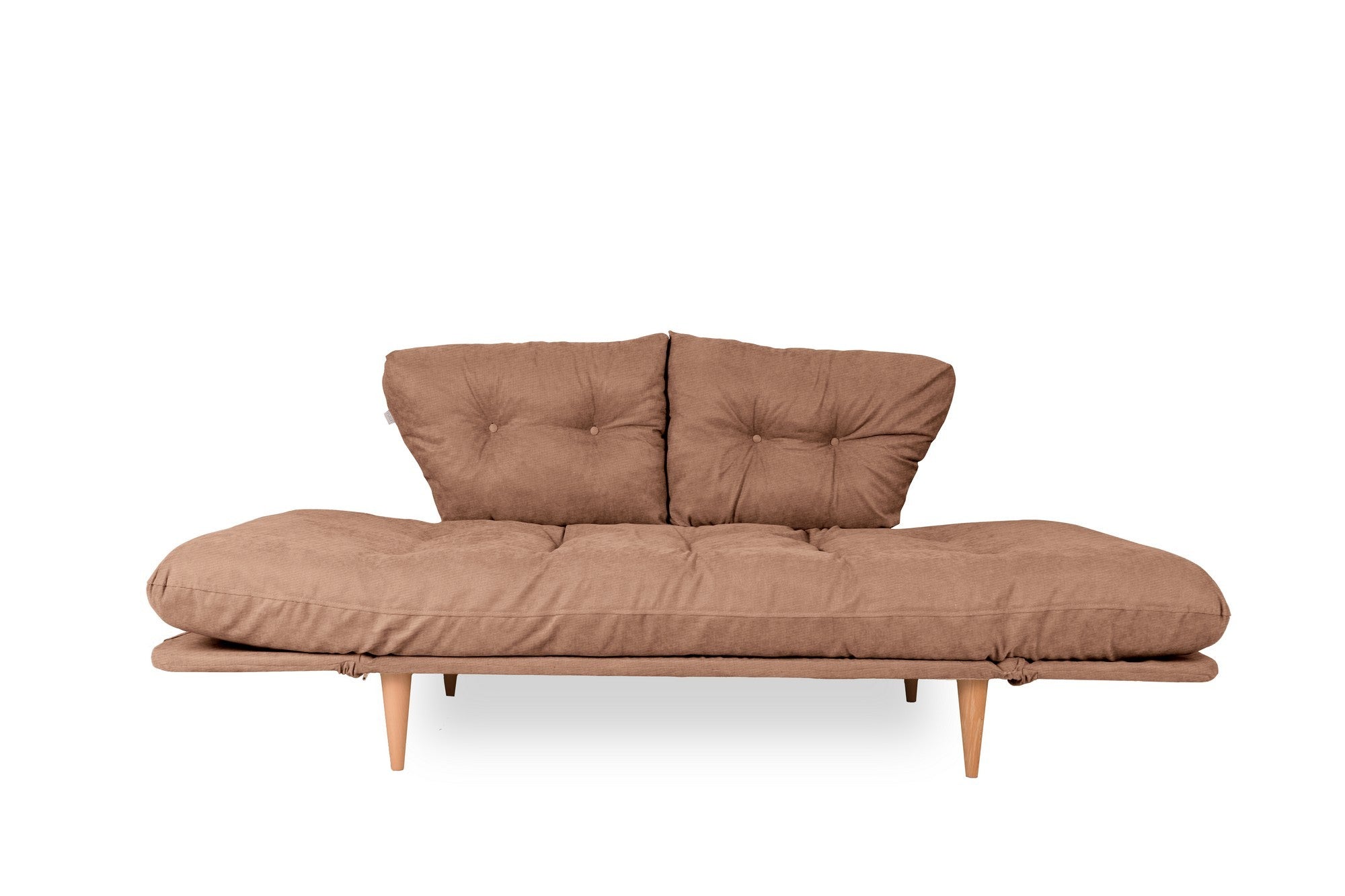 Sofá-cama moderno de 3 lugares, tecido de linho marrom claro, estrutura 100% metálica, braços ajustáveis, molas ensacadas e espuma, capacidade de 200 kg, perfeito para espaços de convivência elegantes