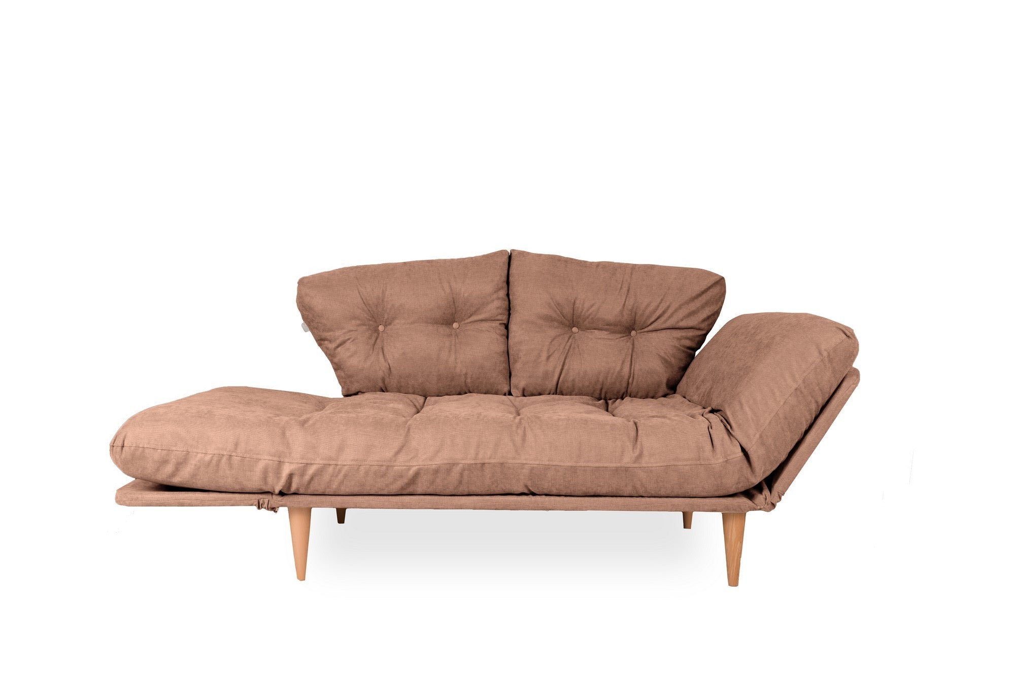 Sofá-cama moderno de 3 lugares, tecido de linho marrom claro, estrutura 100% metálica, braços ajustáveis, molas ensacadas e espuma, capacidade de 200 kg, perfeito para espaços de convivência elegantes